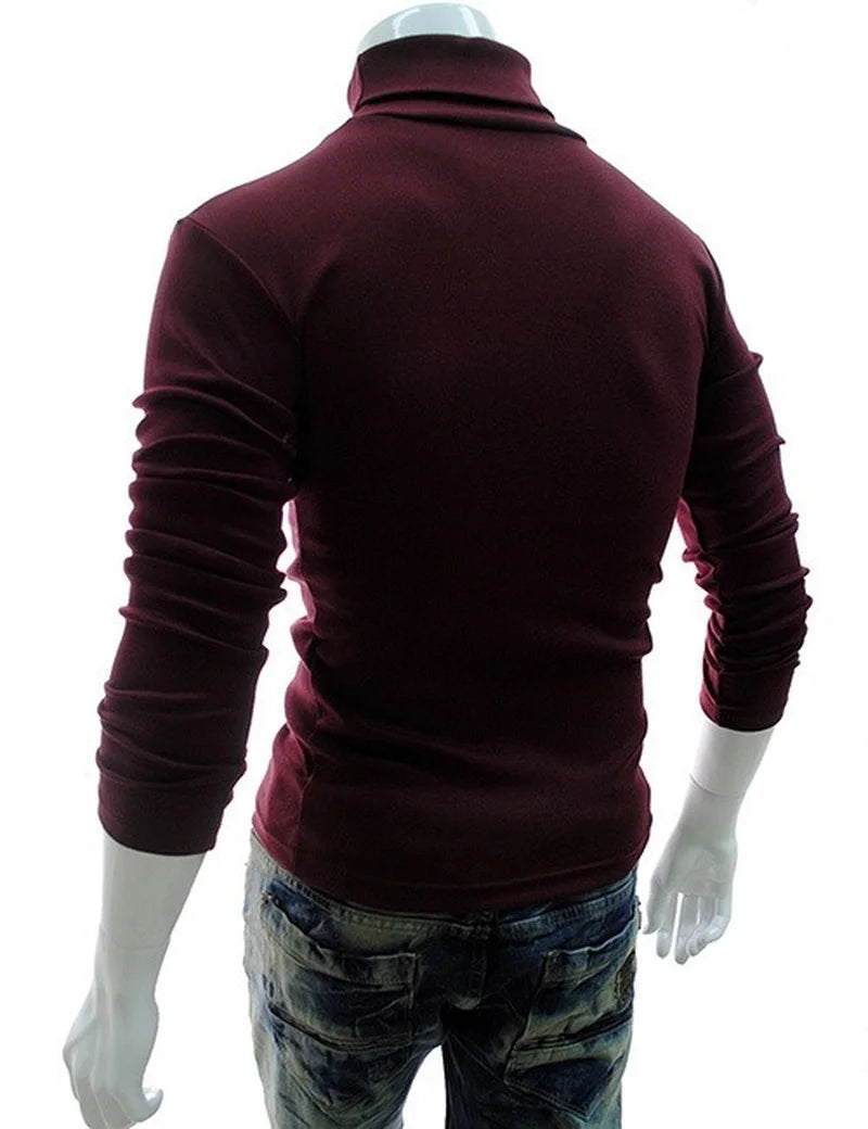 Spring Thin Men Turtleneck Sweaters Black Pullovers Clothing for Men Cotton Harajuku Knitted Sweater Male Solid Pull Hombre Tops