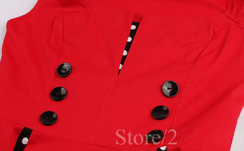 S-5XL Women Robe Retro Vintage Dress 50s 60s Rockabilly Dot Swing Pin Up Summer Party Dresses Elegant Tunic Vestidos Casual
