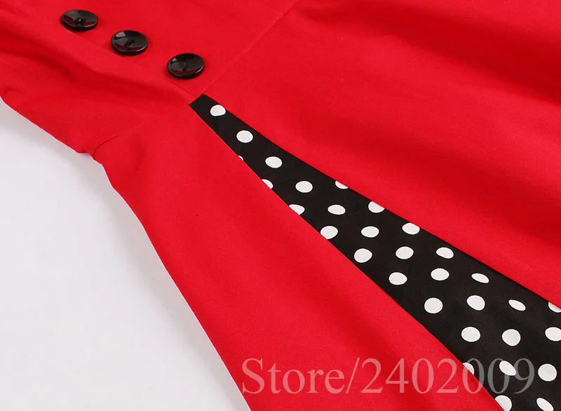 S-5XL Women Robe Retro Vintage Dress 50s 60s Rockabilly Dot Swing Pin Up Summer Party Dresses Elegant Tunic Vestidos Casual
