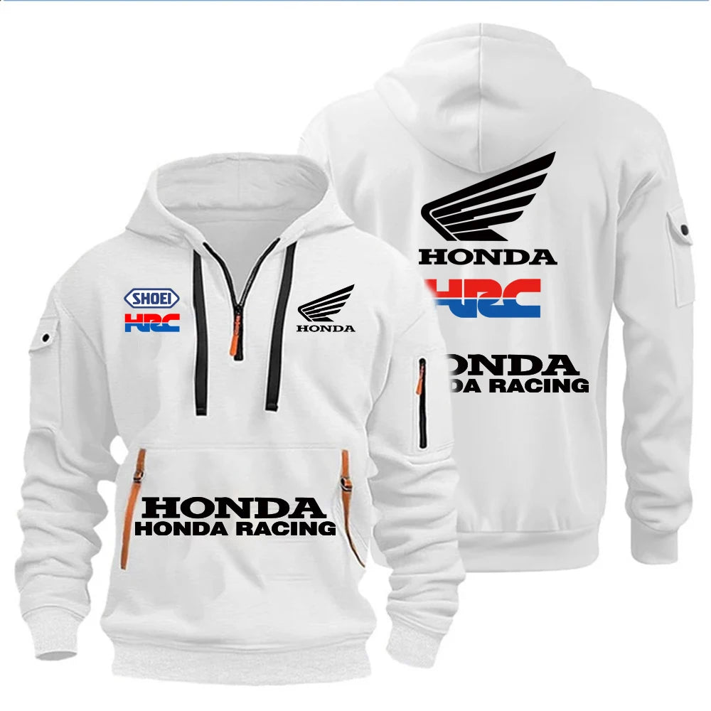 Honda Racing's Autumn And Winter Men's Clothing Features Multi-Zipper Design Hoodies, Casual Sportswear And Loose Hooded