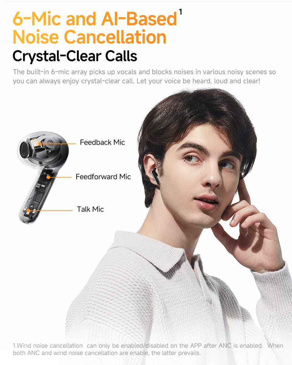 QCY HT10 AilyBuds Pro+ Wireless Bluetooth Earbuds Hi Res LDAC Adaptive Audio ANC Active Noise Cancellation Earphone 28H