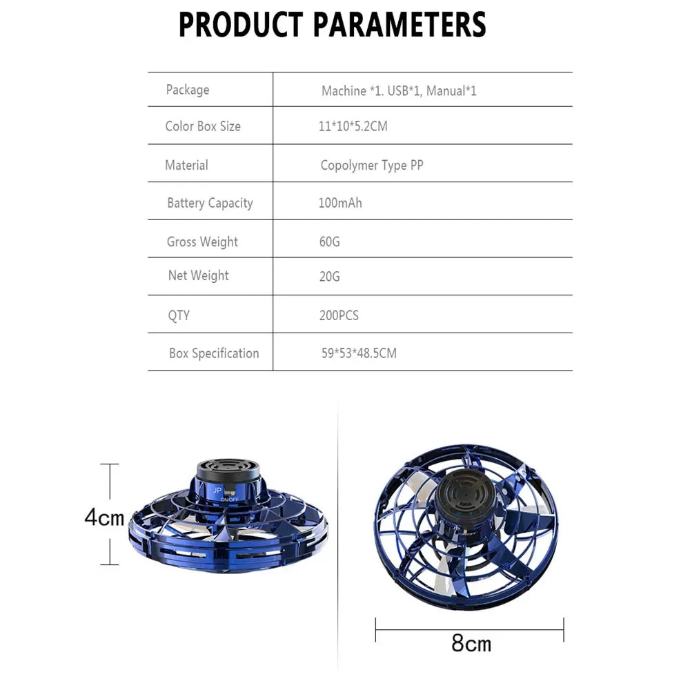 Mini Drone LED UFO Fingertip flying machine induction gyroscope Decompression adult children's toys