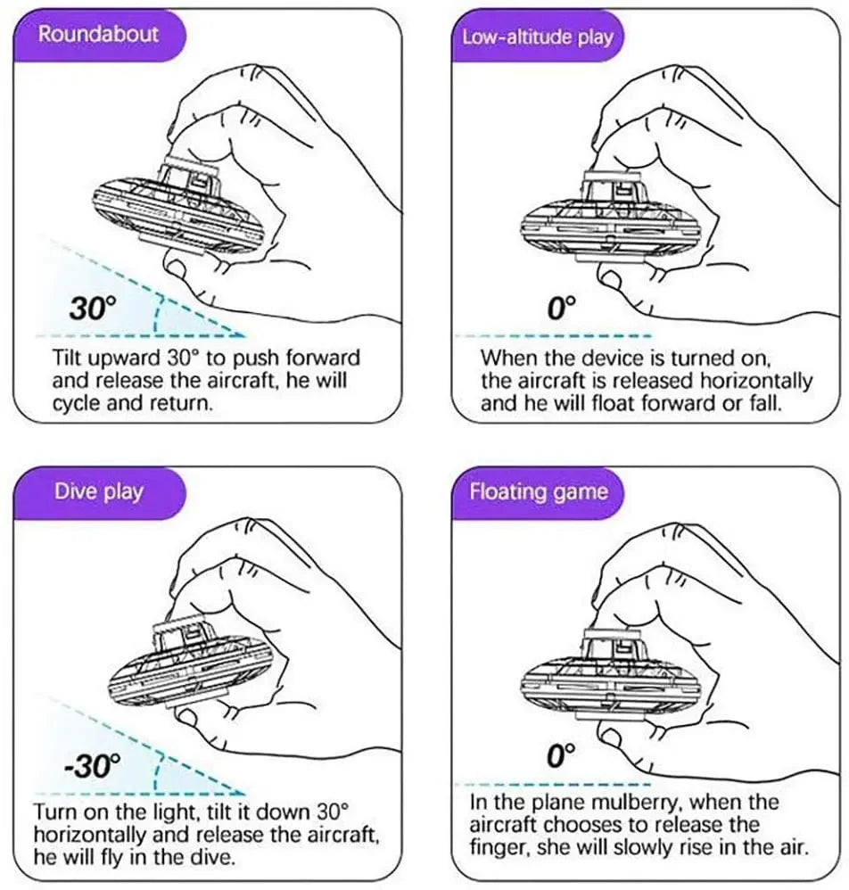 Mini Drone LED UFO Fingertip flying machine induction gyroscope Decompression adult children's toys