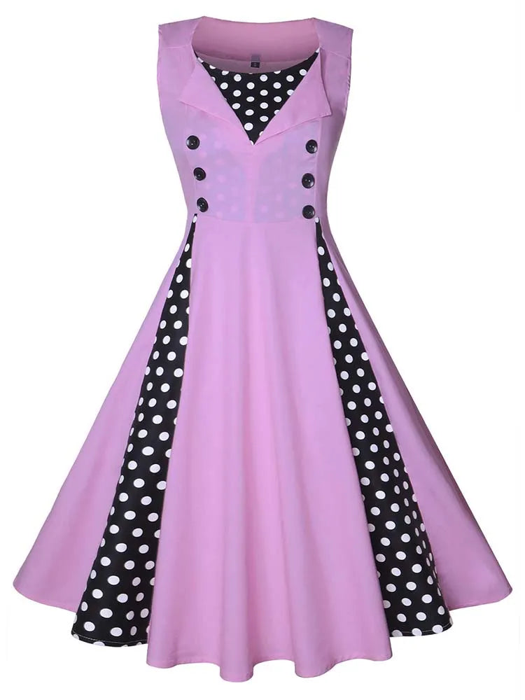 S-5XL Women Robe Retro Vintage Dress 50s 60s Rockabilly Dot Swing Pin Up Summer Party Dresses Elegant Tunic Vestidos Casual