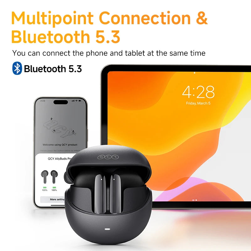 QCY HT10 AilyBuds Pro+ Wireless Bluetooth Earbuds Hi Res LDAC Adaptive Audio ANC Active Noise Cancellation Earphone 28H