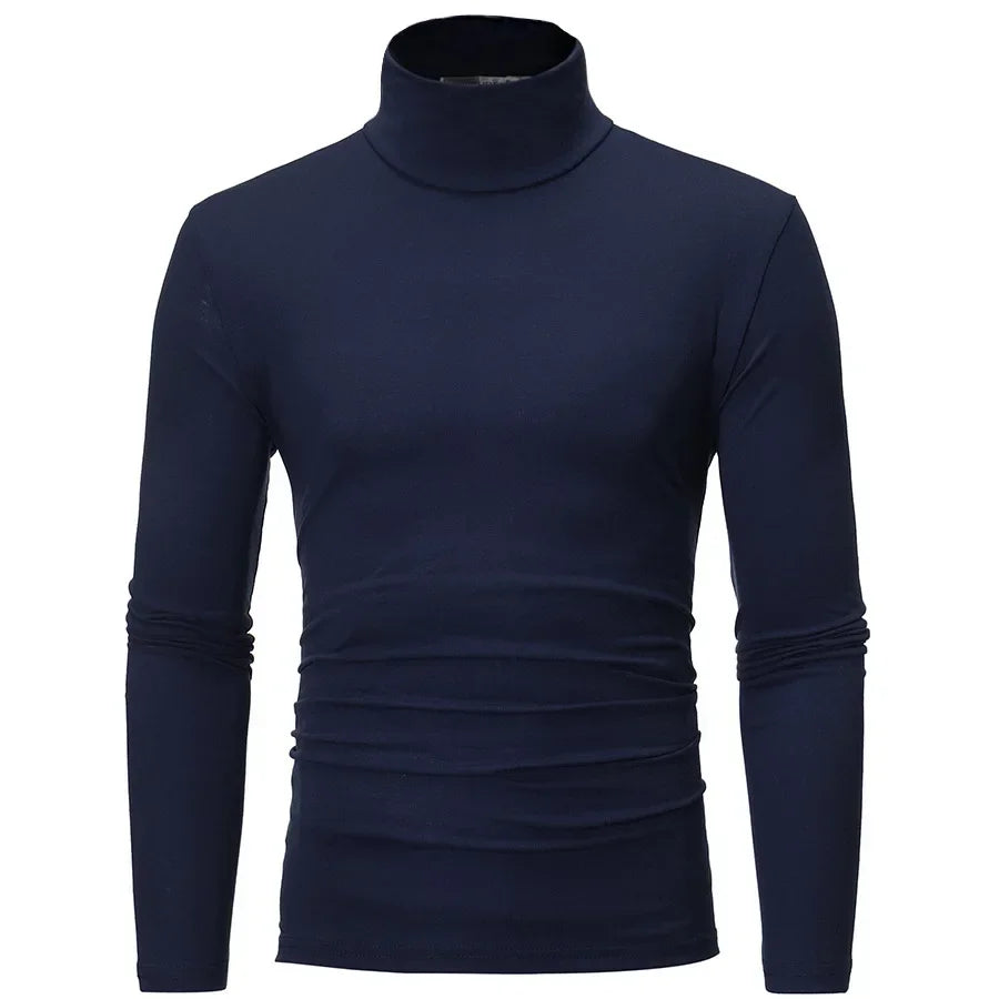 Spring Thin Men Turtleneck Sweaters Black Pullovers Clothing for Men Cotton Harajuku Knitted Sweater Male Solid Pull Hombre Tops
