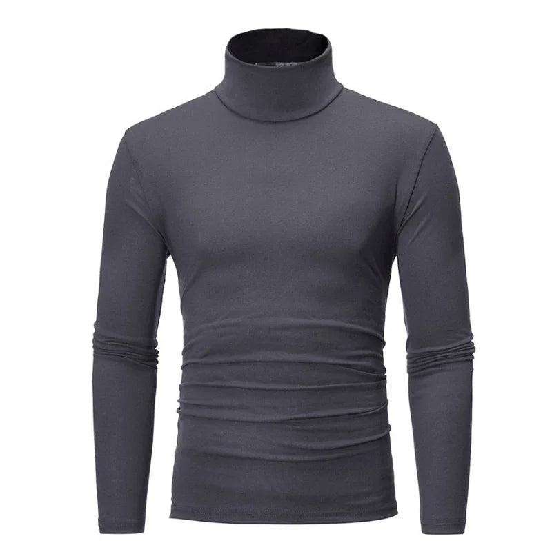 Spring Thin Men Turtleneck Sweaters Black Pullovers Clothing for Men Cotton Harajuku Knitted Sweater Male Solid Pull Hombre Tops