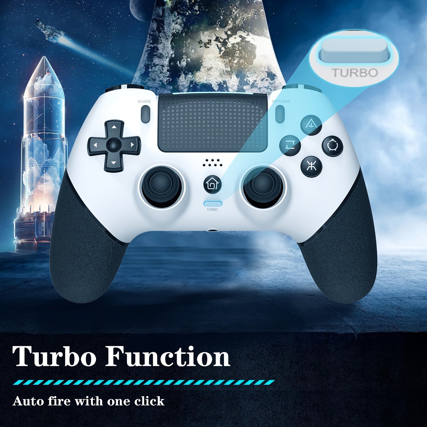 DOBE FOMIS ELECTRONICS Wireless Controller for PS4/PS4 Pro/PS4 Slim - No Drift, Hall Effect Joysticks, 3.5mm Speaker Jack, 6-Axis Motion Sensor, Programmable Turbo Function