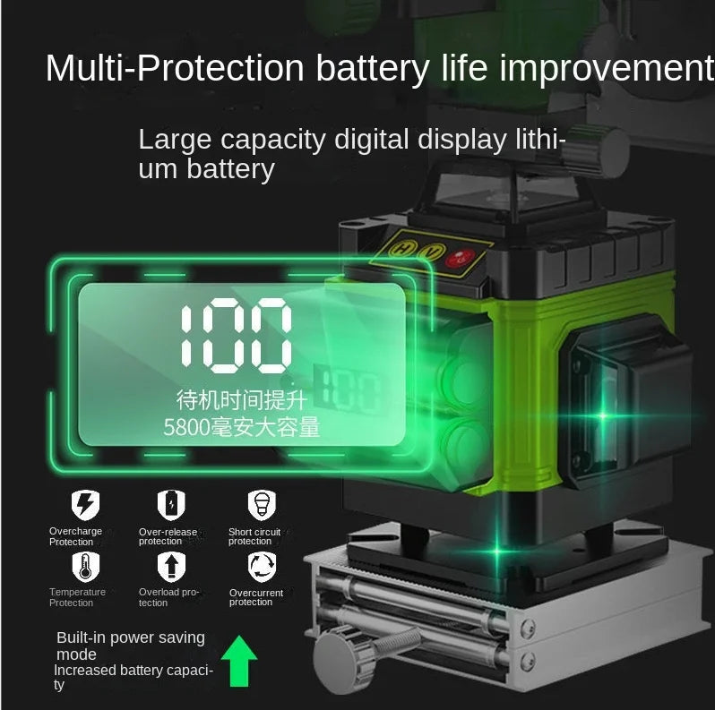 16/12 Lines 4D Laser Level green line SelfLeveling 360 Horizontal And Vertical Super Powerful Laser level green Beam laser level