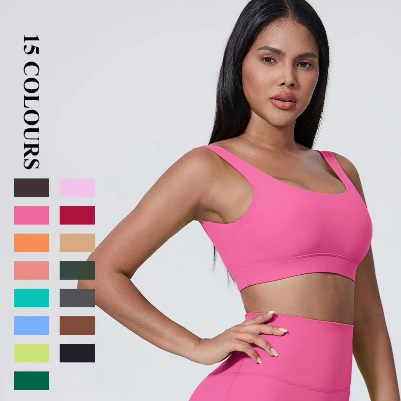 New Breathable Soft Elasticity Plus Size Backless Padded Yoga Bra Gym Fitness High Impact Shockproof Sports Bra for Women