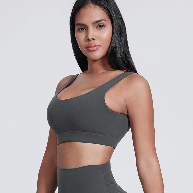 New Breathable Soft Elasticity Plus Size Backless Padded Yoga Bra Gym Fitness High Impact Shockproof Sports Bra for Women