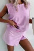 Solid Color Fashion Casual Suit for Women 2025 Summer New Item Pure Cotton Short Sleeved T-shirt Two-pieces Set