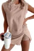 Solid Color Fashion Casual Suit for Women 2025 Summer New Item Pure Cotton Short Sleeved T-shirt Two-pieces Set