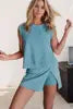 Solid Color Fashion Casual Suit for Women 2025 Summer New Item Pure Cotton Short Sleeved T-shirt Two-pieces Set