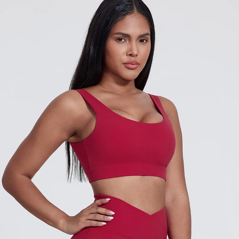 New Breathable Soft Elasticity Plus Size Backless Padded Yoga Bra Gym Fitness High Impact Shockproof Sports Bra for Women