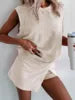 Solid Color Fashion Casual Suit for Women 2025 Summer New Item Pure Cotton Short Sleeved T-shirt Two-pieces Set