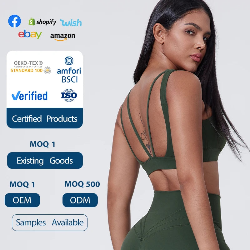 New Breathable Soft Elasticity Plus Size Backless Padded Yoga Bra Gym Fitness High Impact Shockproof Sports Bra for Women