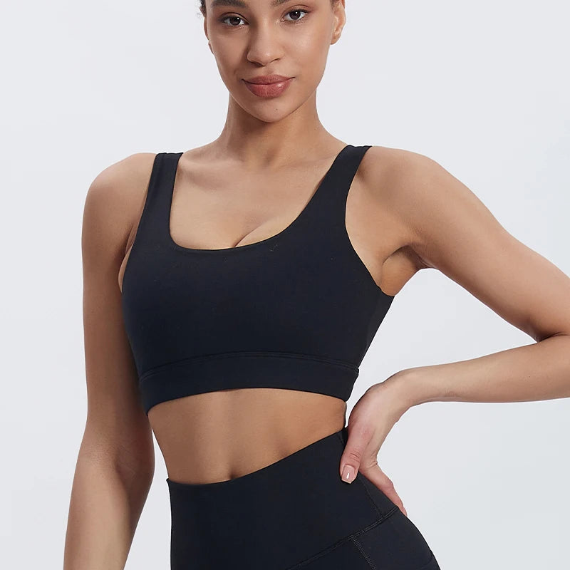 New Breathable Soft Elasticity Plus Size Backless Padded Yoga Bra Gym Fitness High Impact Shockproof Sports Bra for Women