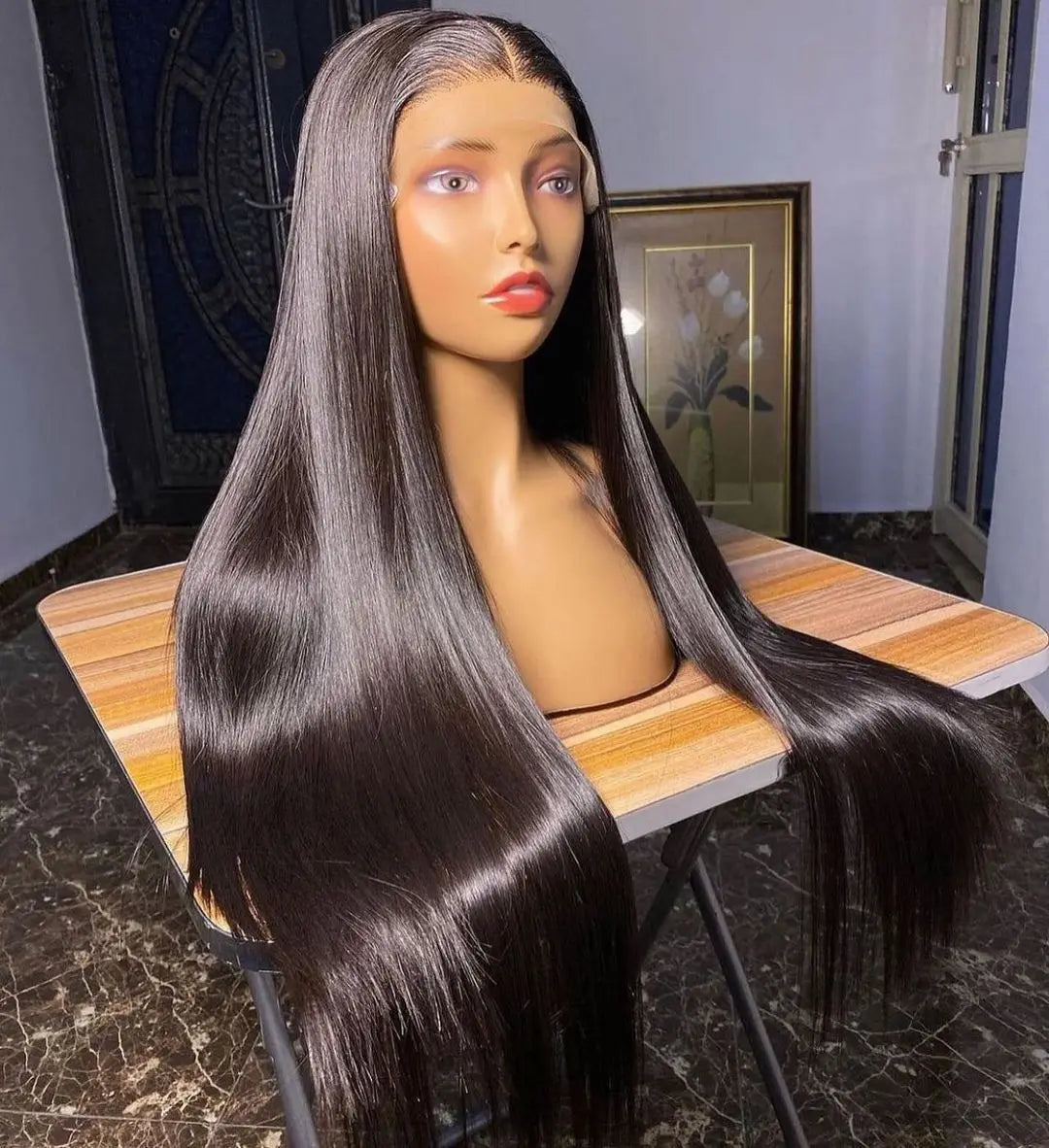 12a Brazilian Natural Color Bone Straight Lace Front Wig Pre Plucked HD Transparent 13x4 Lace Frontal Human Hair Wigs for Women