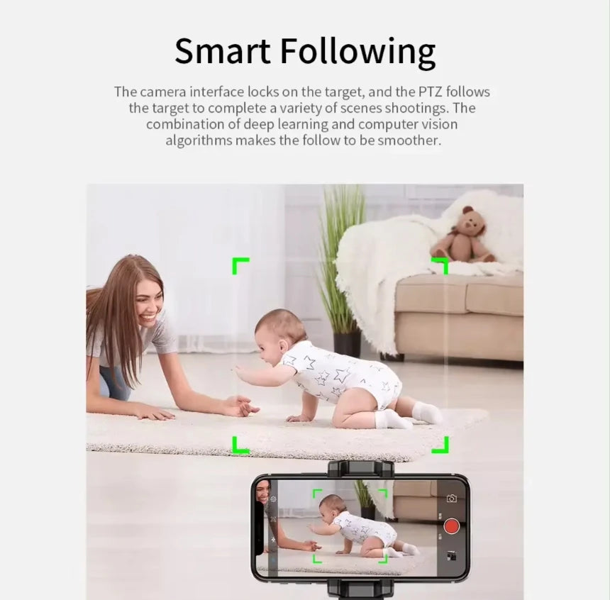 2025 Portable All-in-One Smart Selfie Stick Auto 360 Degree Rotates Face Object Tracking Wireless Vlog Shooting Smartphone Desk