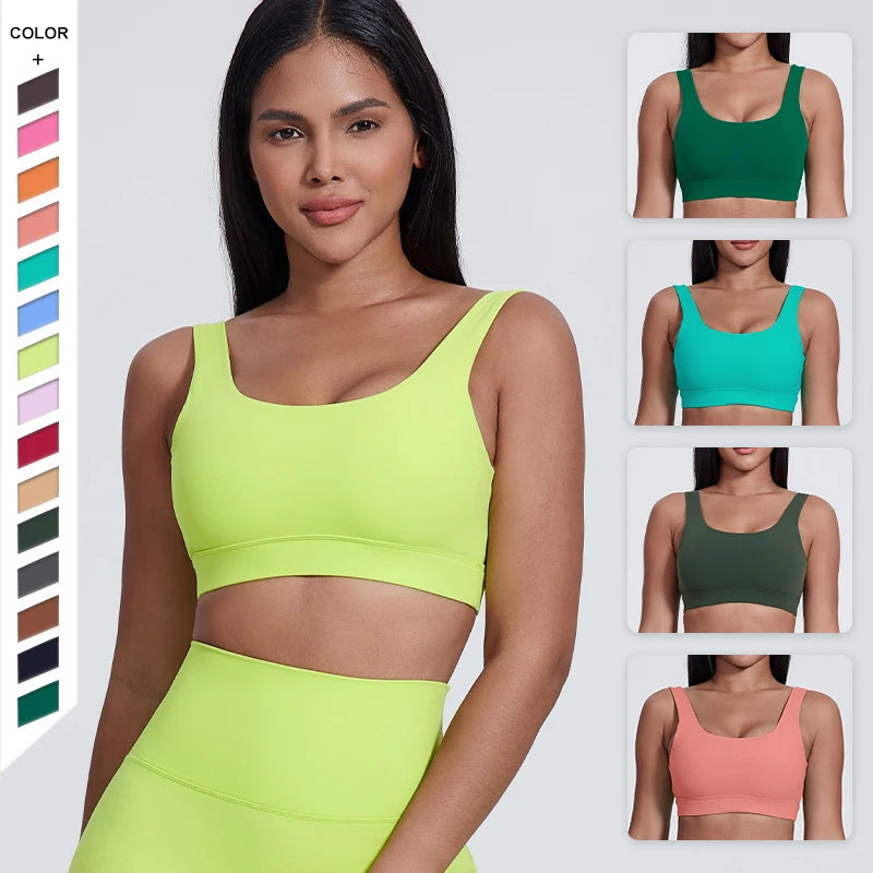 New Breathable Soft Elasticity Plus Size Backless Padded Yoga Bra Gym Fitness High Impact Shockproof Sports Bra for Women