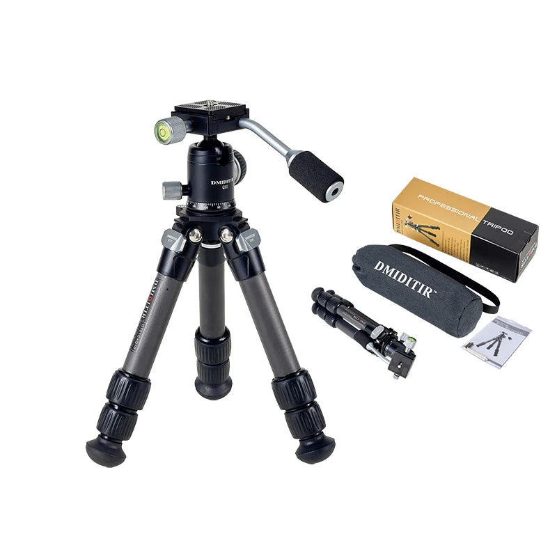 Dmiditir Lightweight Carbon Fiber Mini Tripod 360° Pan & Foldable for Video Camera Webcam-GT21C+Q10 Hunting & Camera Accessories