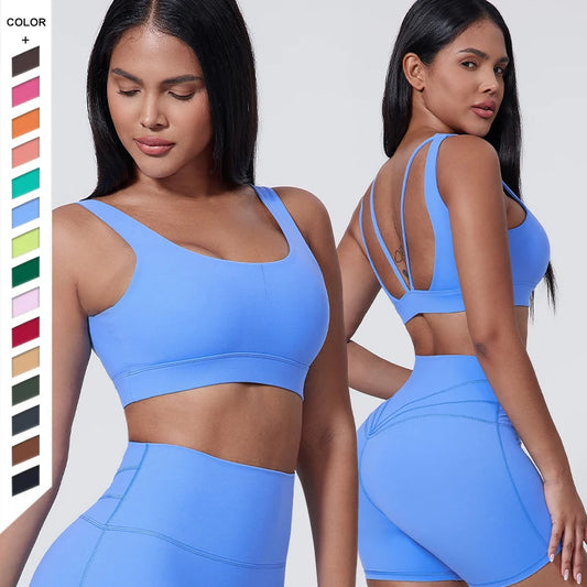 New Breathable Soft Elasticity Plus Size Backless Padded Yoga Bra Gym Fitness High Impact Shockproof Sports Bra for Women