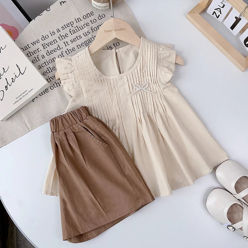Kids Girls Clothing Sets Summer New Style Brand  Baby Short Sleeve T-Shirt+Pant Dress 2Pcs Children Clothes Suits