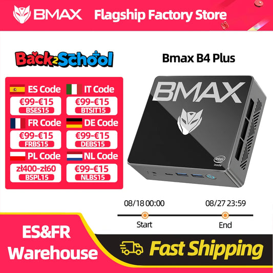 Bmax B4 Plus Mini Pc Windows 11 Pc Intel N100 16Gb 512Gb Ssd 2*Hdmi 1*Type-C Supports 4K@60Hz 750Mhz Intel Uhd Graphics