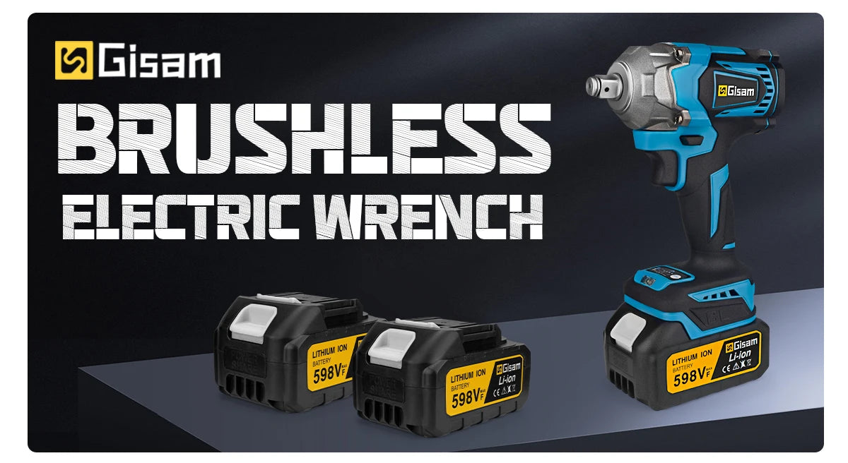 Gisam 1200NM Brushless Electric Impact Wrench Rechargeable Wrench 1/2" Car Tires Cordless Power Tools For Makita 18V Battery Pin
