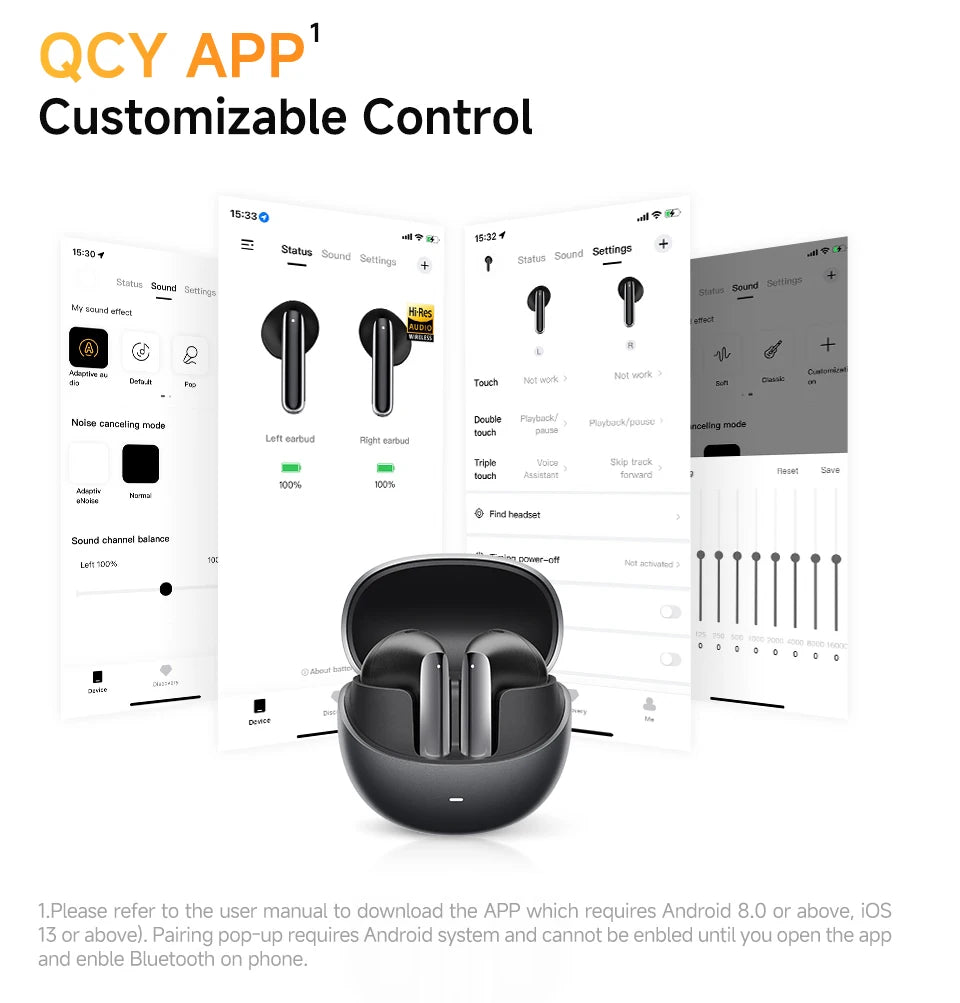 QCY HT10 AilyBuds Pro+ Wireless Bluetooth Earbuds Hi Res LDAC Adaptive Audio ANC Active Noise Cancellation Earphone 28H