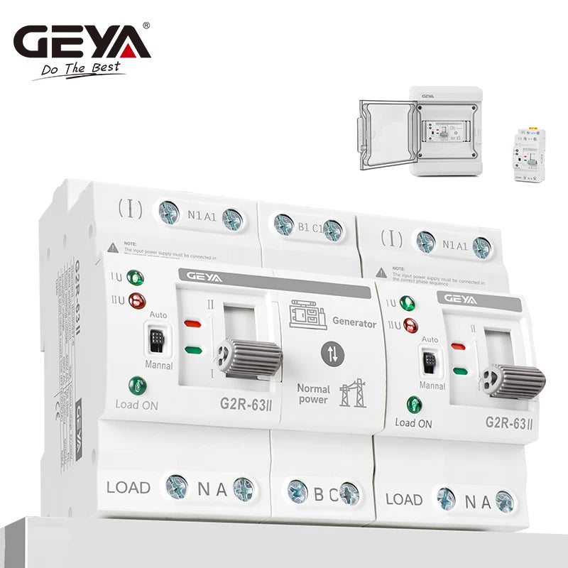 GEYA G2R Din Rail 2P 4P ATS Dual Power Automatic Transfer Switch Electrical Selector Switches Uninterrupted Power 25A 40A 63A