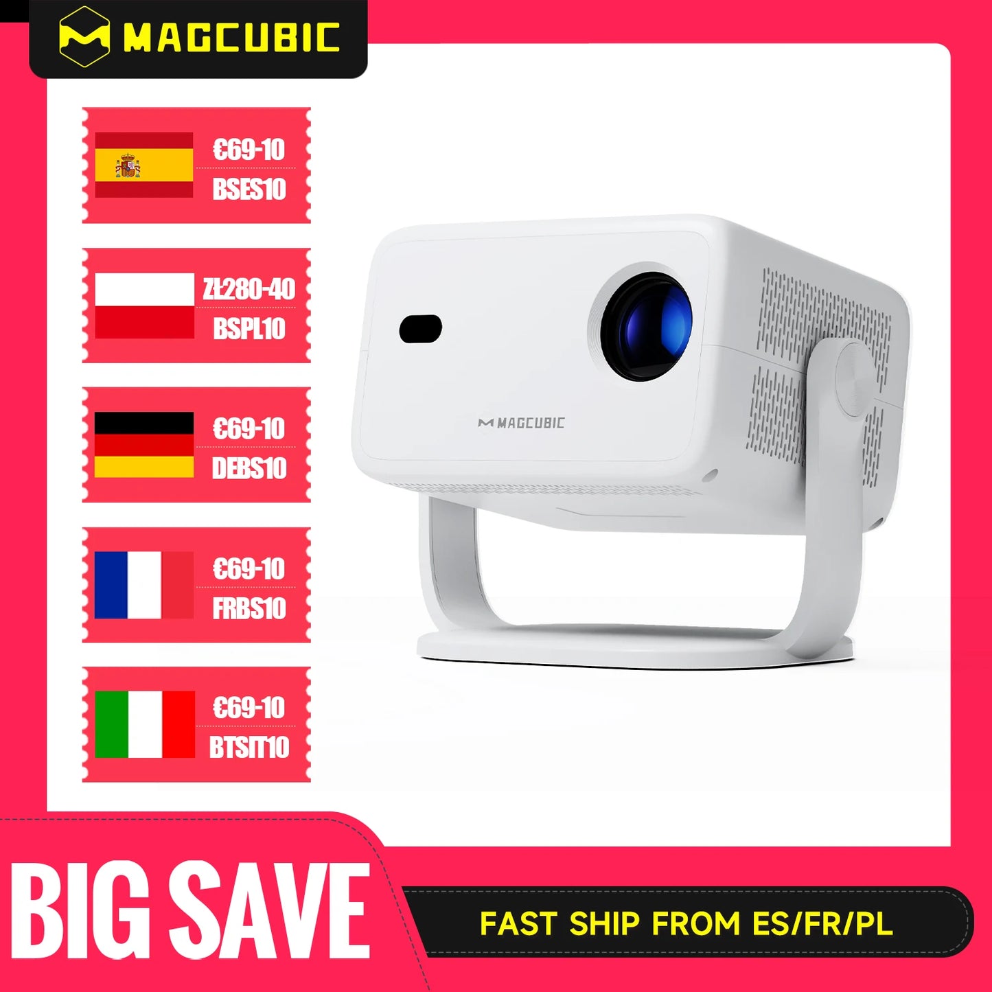 Magcubic Native 1080P 650ANSI 4K Android11 L018 Projector With Auto Keystone Correction Focus Wifi6 BT5.2 Portable Movie Outdoor