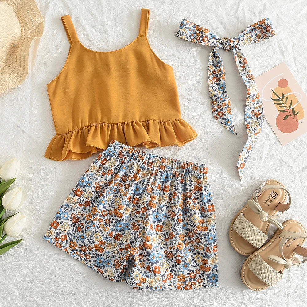 Kids Girls Clothing Sets Summer New Style Brand  Baby Short Sleeve T-Shirt+Pant Dress 2Pcs Children Clothes Suits