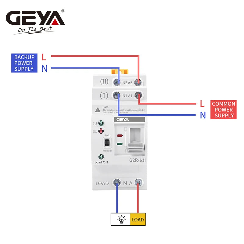 GEYA G2R Din Rail 2P 4P ATS Dual Power Automatic Transfer Switch Electrical Selector Switches Uninterrupted Power 25A 40A 63A