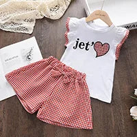 Kids Girls Clothing Sets Summer New Style Brand  Baby Short Sleeve T-Shirt+Pant Dress 2Pcs Children Clothes Suits