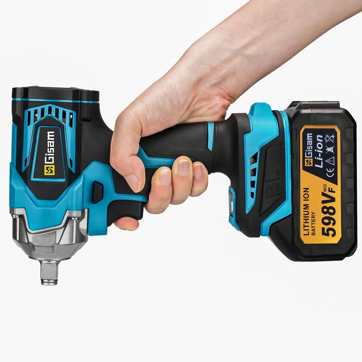 Gisam 1200NM Brushless Electric Impact Wrench Rechargeable Wrench 1/2" Car Tires Cordless Power Tools For Makita 18V Battery Pin