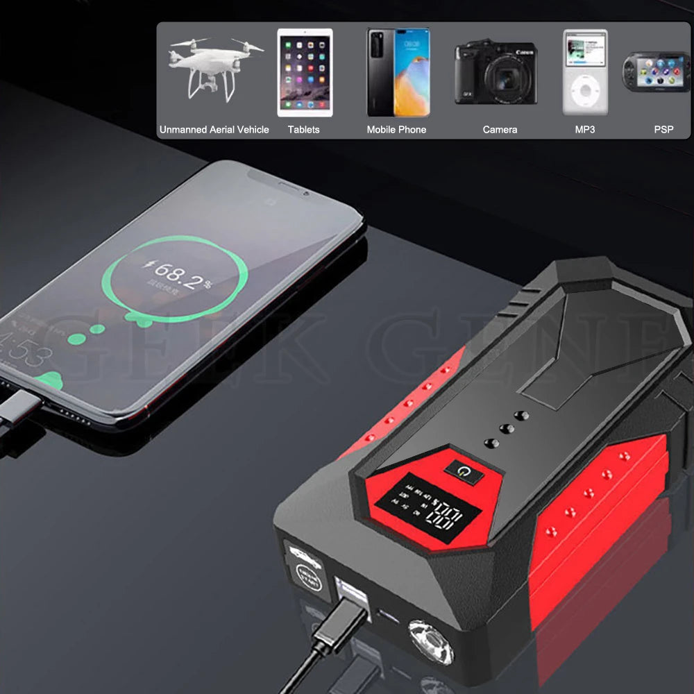 GKFLY 18000mAh Car Jump Starter Portable Power Bank Car Battery Booster 12V Car Starting Device for Petrol  6.0L Diesel 4.0L