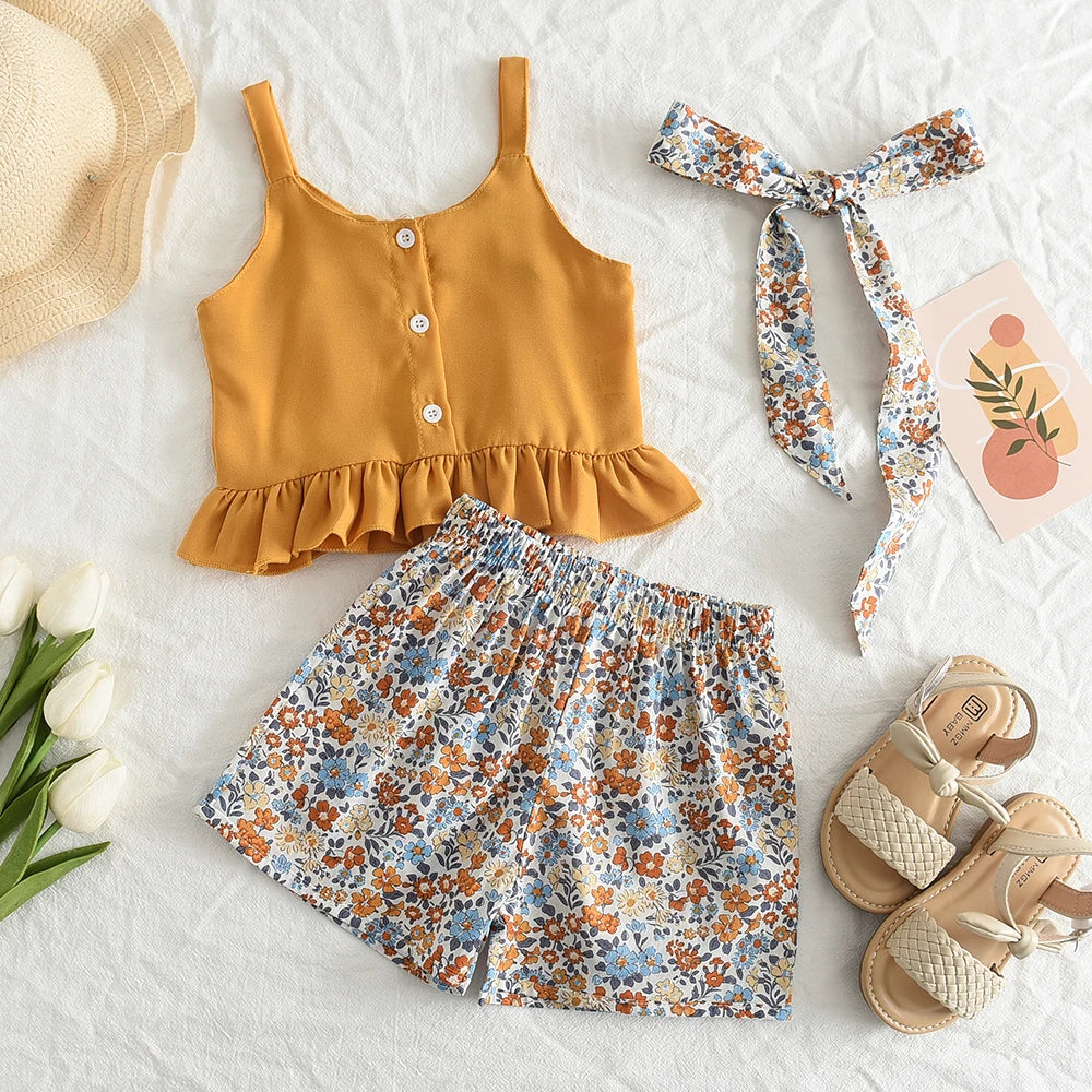 Kids Girls Clothing Sets Summer New Style Brand  Baby Short Sleeve T-Shirt+Pant Dress 2Pcs Children Clothes Suits