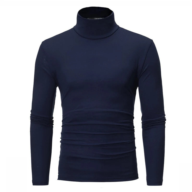 Spring Autumn Thin Men Pullovers Sweaters Turtleneck Knitted Sweater for Men Cotton Clothing Male Sweaters Full Black White Tops