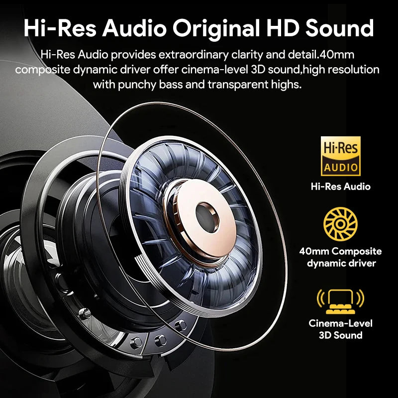 QCY H3 ANC Wireless Headphones Hi-Res Audio Over Ear Headset 43dB Hybrid Active Noise Cancellation Bluetooth 5.4 Gaming Earphone