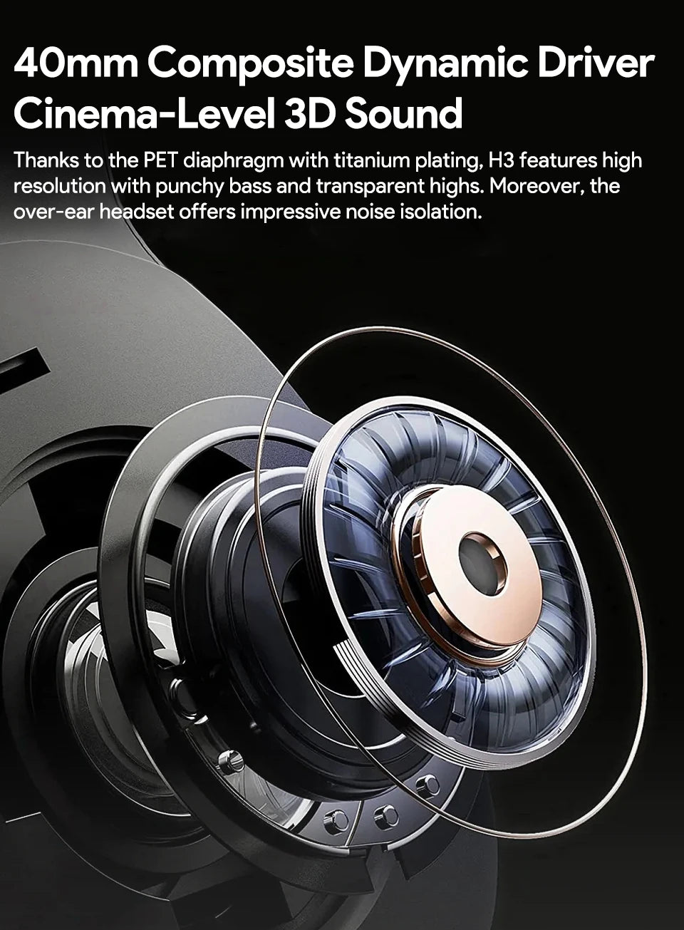 QCY H3 ANC Wireless Headphones Hi-Res Audio Over Ear Headset 43dB Hybrid Active Noise Cancellation Bluetooth 5.4 Gaming Earphone