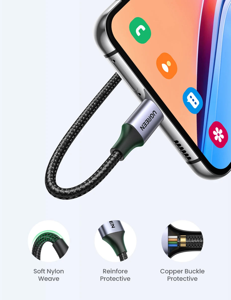 UGREEN 3A USB Type C Cable For Xiaomi Samsung Galaxy S24 Fast Charging USB Charging Data Cable 18W For iPhone 15 iPad Poco USB C