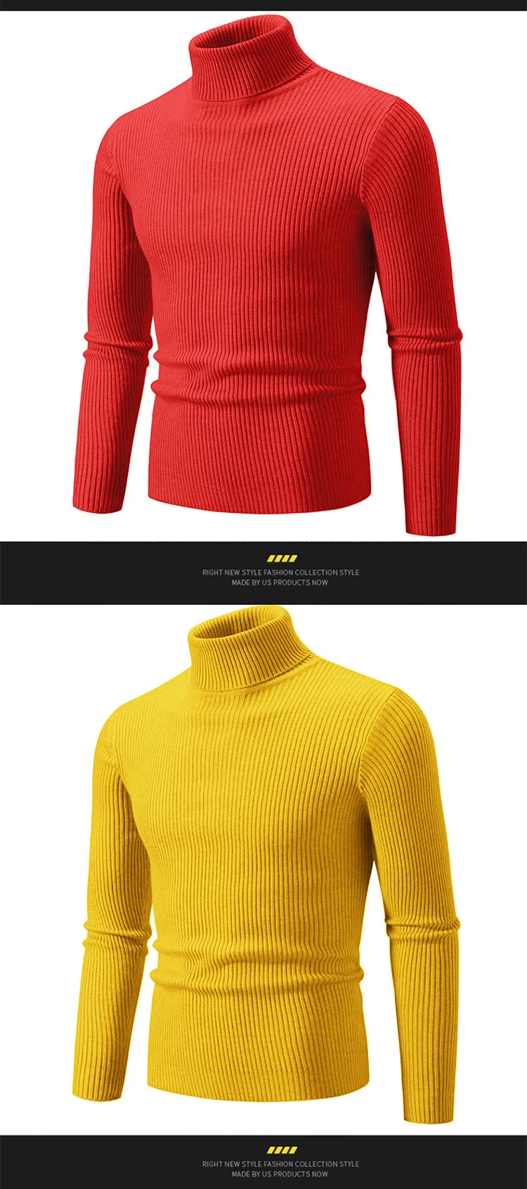 Men Pullovers Tops Turtleneck Sweaters Solid Knitted Full Sleeve Casual Regular Top Knit Thick Splice Slim Fit Autumn Winter