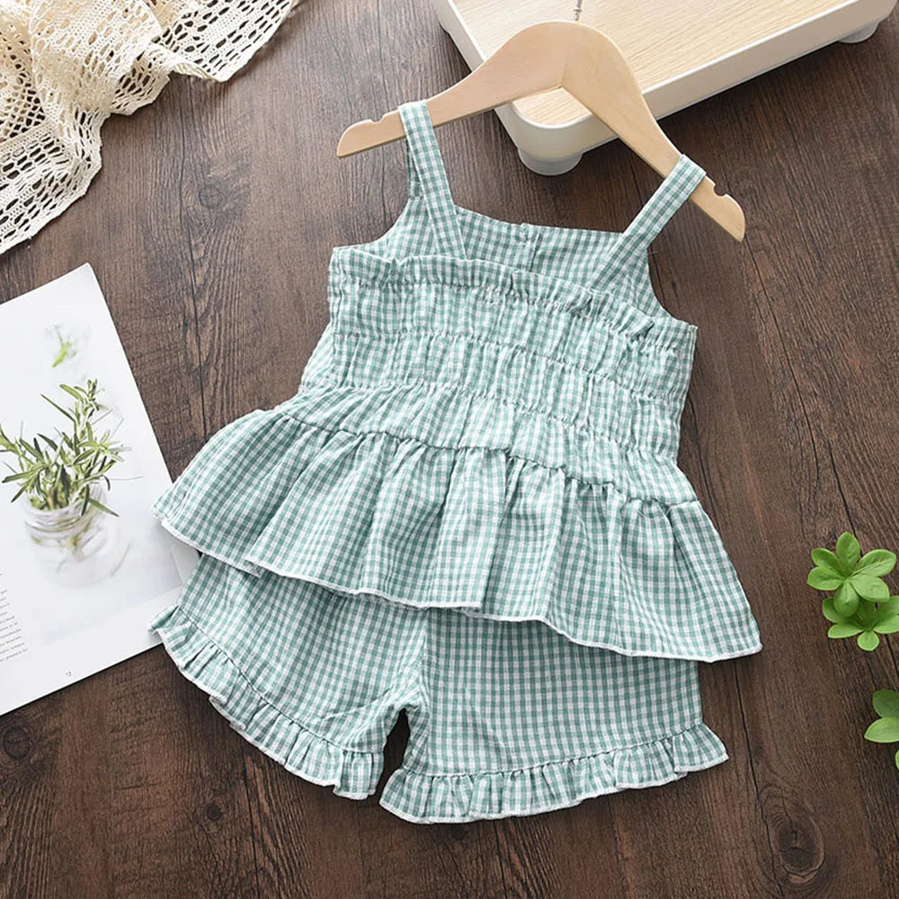 Kids Girls Clothing Sets Summer New Style Brand  Baby Short Sleeve T-Shirt+Pant Dress 2Pcs Children Clothes Suits