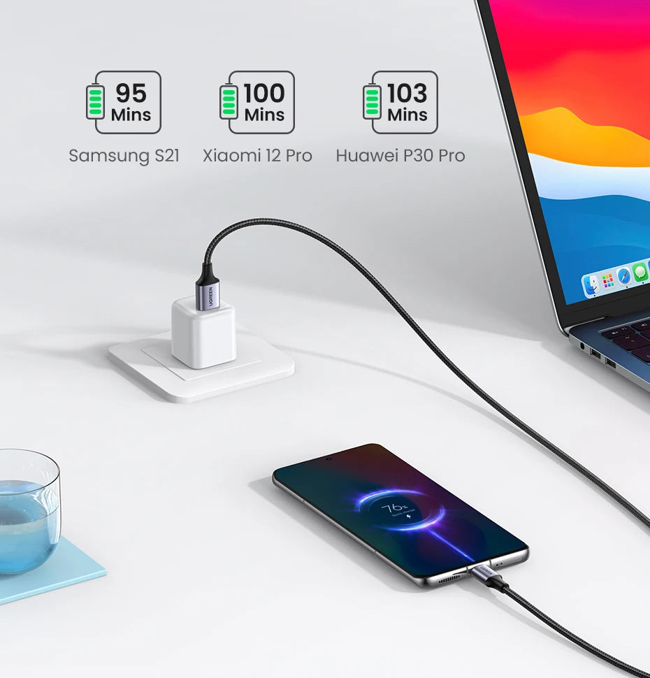 UGREEN 3A USB Type C Cable For Xiaomi Samsung Galaxy S24 Fast Charging USB Charging Data Cable 18W For iPhone 15 iPad Poco USB C