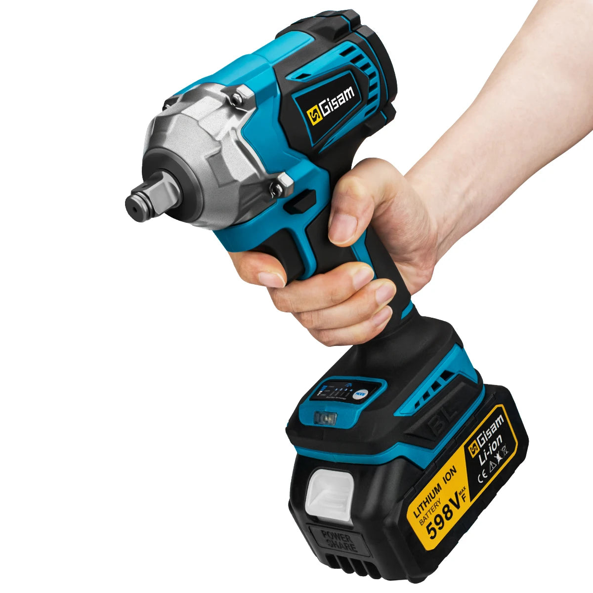 Gisam 1200NM Brushless Electric Impact Wrench Rechargeable Wrench 1/2" Car Tires Cordless Power Tools For Makita 18V Battery Pin