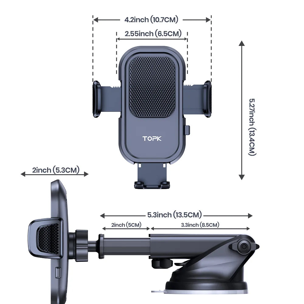 TOPK Car Phone Holder Mount for IPhone[Powerful Suction] Phone Mount for Car Dashboard Car Accessories Automobile for Smartphone