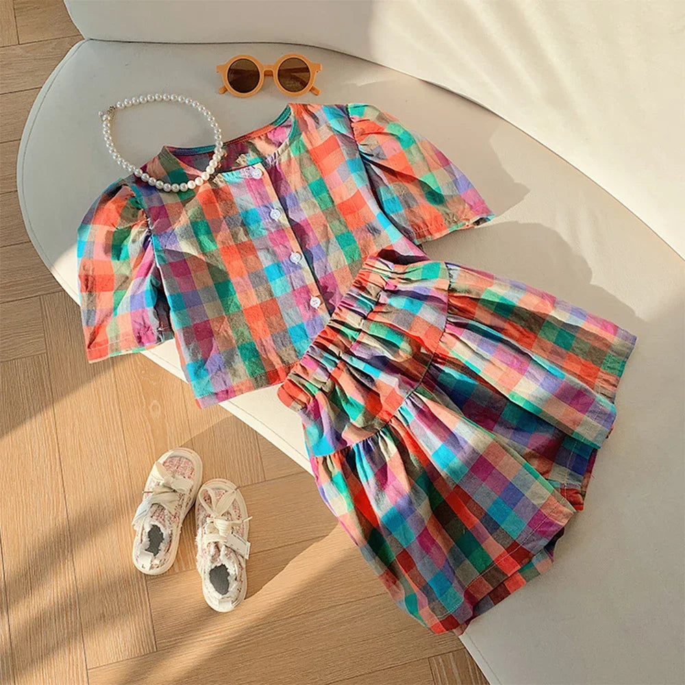 Kids Girls Clothing Sets Summer New Style Brand  Baby Short Sleeve T-Shirt+Pant Dress 2Pcs Children Clothes Suits