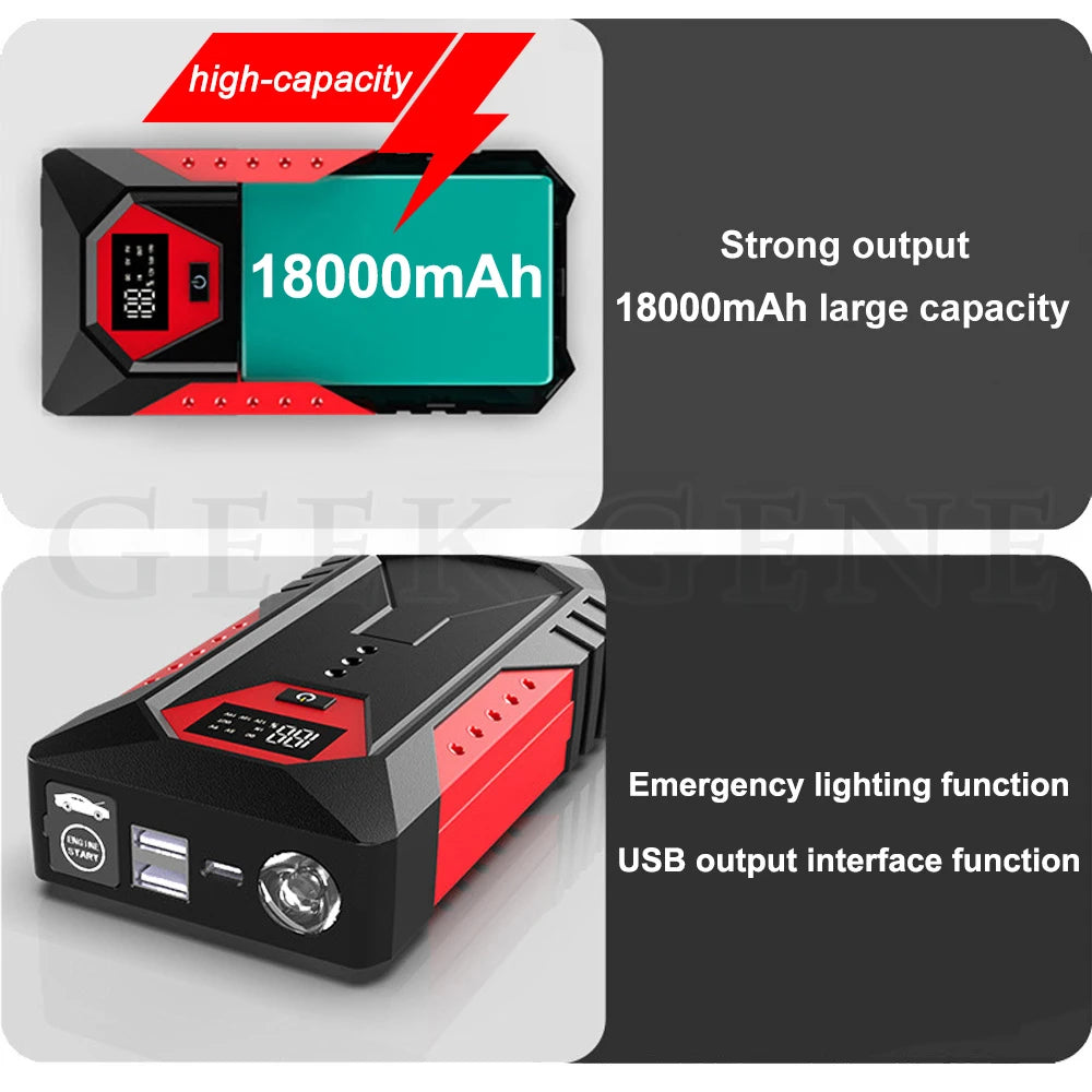 GKFLY 18000mAh Car Jump Starter Portable Power Bank Car Battery Booster 12V Car Starting Device for Petrol  6.0L Diesel 4.0L